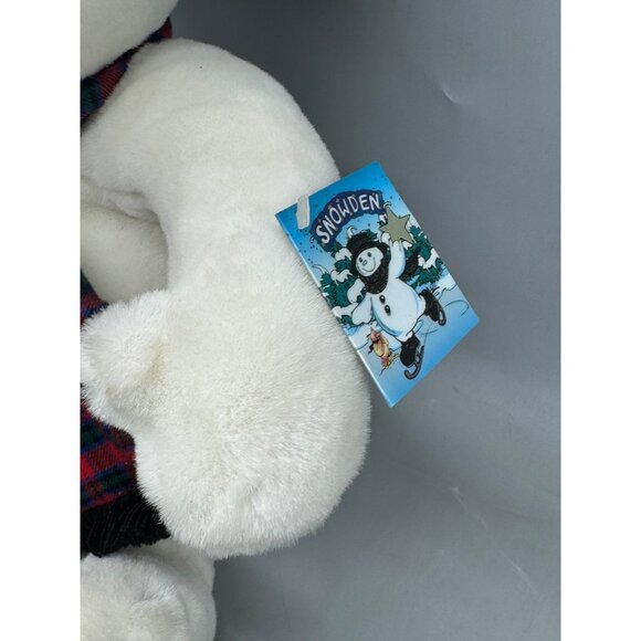 commonwealth snowden 1997 white Snowman Plush Toy top Hat & plaid Scarf 22" READ - Picture 5 of 14